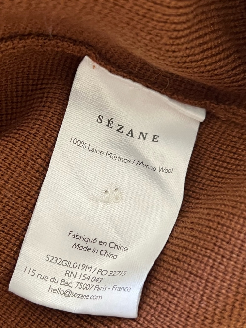 Sezane Betty Merino Wool Cardigan in Brown Hazelnut XL - Picture 4 of 5
